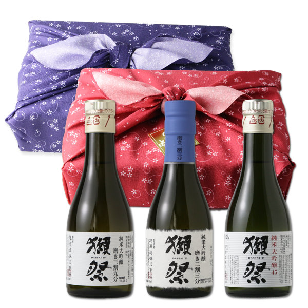 画像1: 獺祭おためしセット ふろしき包み（日本酒 父の日 プレゼント） (1)